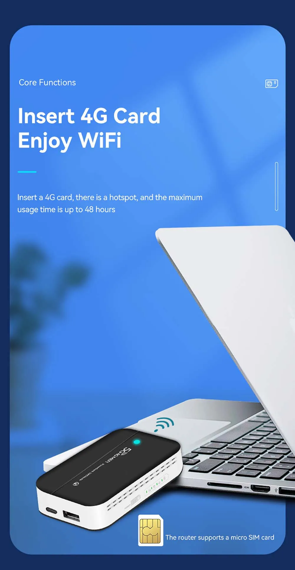 Modem Wifi Sim Card Unlocked 4G Lte Wireless Wifi Router 10000mAh Oem Wifi Modem Pocket 10 User