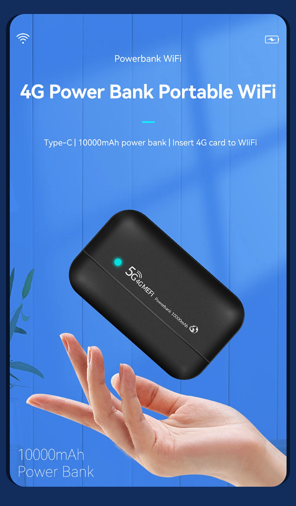 Modem Wifi Sim Card Unlocked 4G Lte Wireless Wifi Router 10000mAh Oem Wifi Modem Pocket 10 User