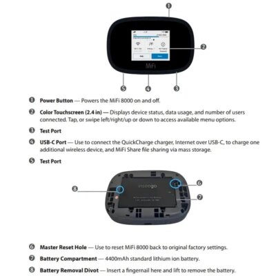 MiFi 8800L Pocket Router 4G LTE Mobile Hotspot 2.4" Touchscreen Portable Wireless WiFi With Sim Card Slot 4400mAh Battery - Image 3