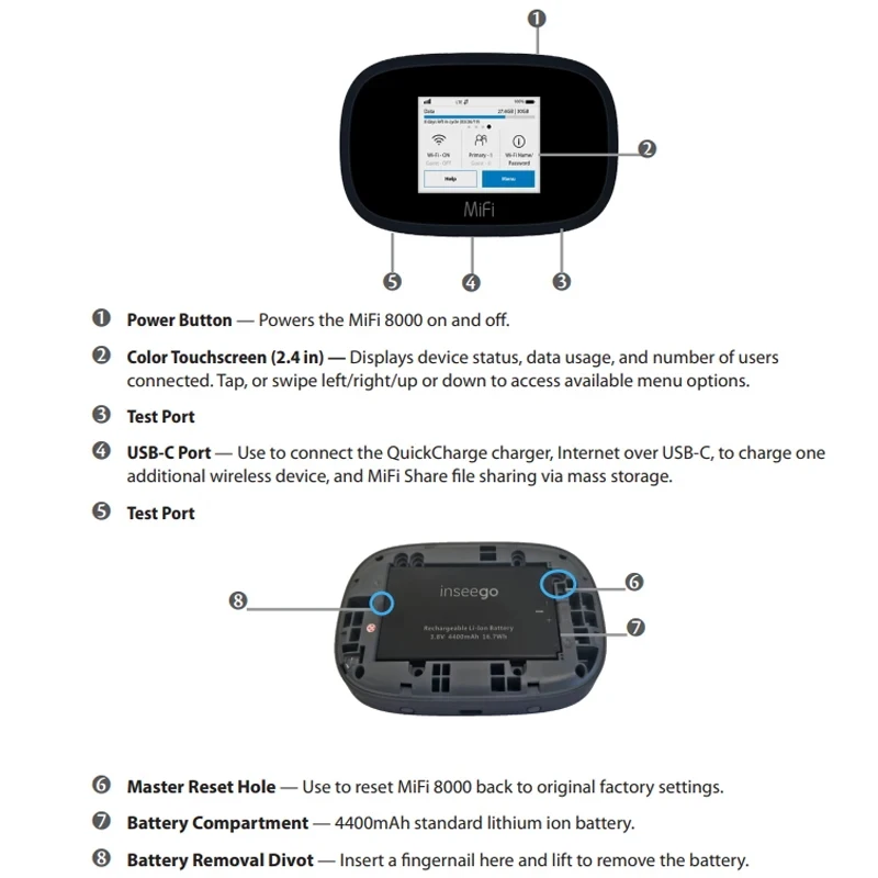 MiFi 8800L Pocket Router 4G LTE Mobile Hotspot 2.4