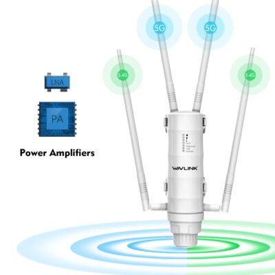 Wavlink AC1200/600/300 High Power Outdoor WIFI Router/AP Wireless WIFI Repeater Wifi Dual Dand 2.4G/5G High Gain Antenna POE EU - Image 5