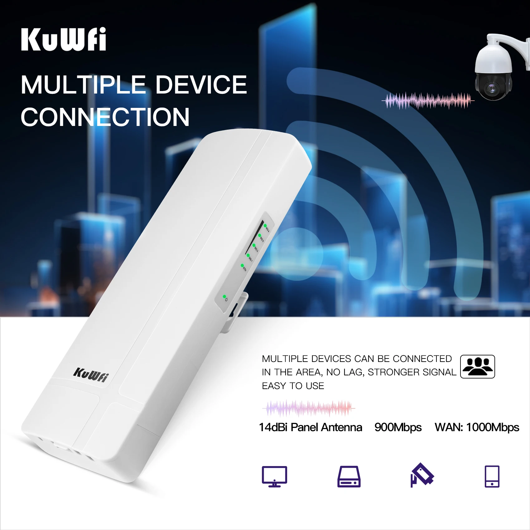 KuWFi 900Mbps Outdoor CPE Wireless Bridge 5GHz Wifi Bridge Long Range Extender Access AP Wifi Coverage Point to Point 3KM KuWFi 900Mbps Outdoor CPE Wireless Bridge 5GHz Wifi Bridge Long Range Extender Access AP Wifi Coverage Point to Point 3KM