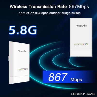 Tenda OS3 5KM 5GHz 867Mbps Outdoor CPE Wireless 5G WiFi Repeater Extender Router AP Access Point Wi-Fi Bridge p to p - Image 3