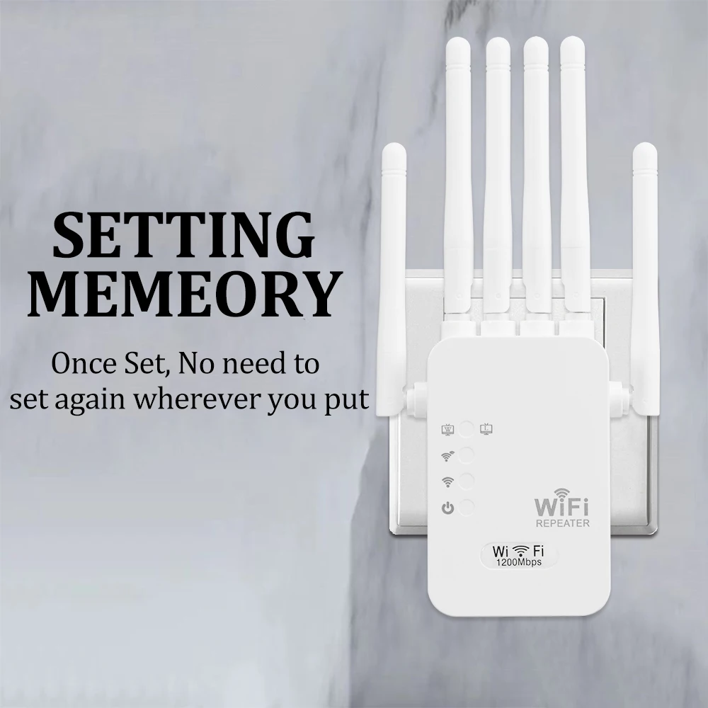OPTFOCUS WiFi Repeater 1200Mbps 5G 2 Lan Signal Repetidor Wireless Wifi Extender Amplificador 6 Antennas Wifi Amplifier Booster OPTFOCUS WiFi Repeater 1200Mbps 5G 2 Lan Signal Repetidor Wireless Wifi Extender Amplificador 6 Antennas Wifi Amplifier Booster