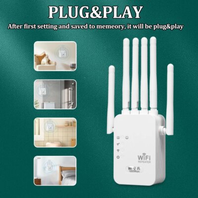 OPTFOCUS WiFi Repeater 1200Mbps 5G 2 Lan Signal Repetidor Wireless Wifi Extender Amplificador 6 Antennas Wifi Amplifier Booster - Image 5