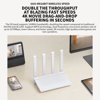 2024 NEW Original Xiaomi AX3000T Router 5GHz 160MHz Broadband 1.3GHz Processor High Speed NFC Connection For Home Office Games - Image 3