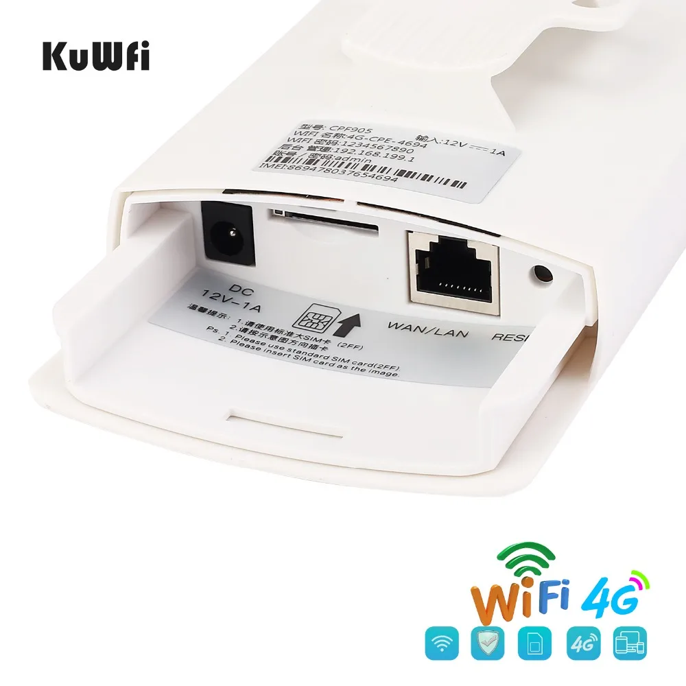 KuWFi Waterproof Outdoor 300Mbps WiFi Router CAT4 4G LTE Routers 3G/4G SIM Card Router Modem for IP Camera/Outside WiFi Coverage KuWFi Waterproof Outdoor 300Mbps WiFi Router CAT4 4G LTE Routers 3G/4G SIM Card Router Modem for IP Camera/Outside WiFi Coverage