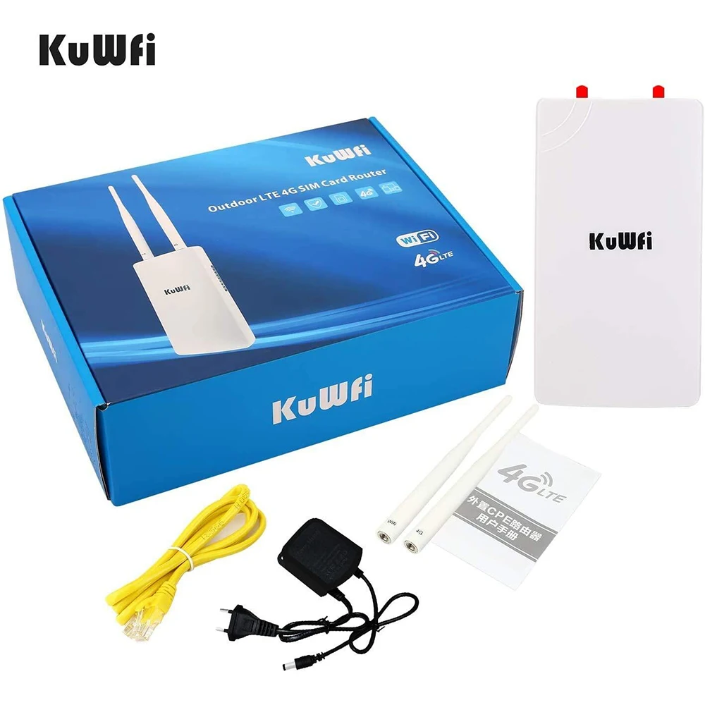 KuWFi Waterproof Outdoor 300Mbps WiFi Router CAT4 4G LTE Routers 3G/4G SIM Card Router Modem for IP Camera/Outside WiFi Coverage KuWFi Waterproof Outdoor 300Mbps WiFi Router CAT4 4G LTE Routers 3G/4G SIM Card Router Modem for IP Camera/Outside WiFi Coverage