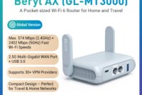 GL.iNet GL-MT3000 (Beryl AX) Wi-Fi 6 Wireless Travel Gigabit Router, Connect Public & Hotel Wi-Fi, Captive Portal, Cybersecurity