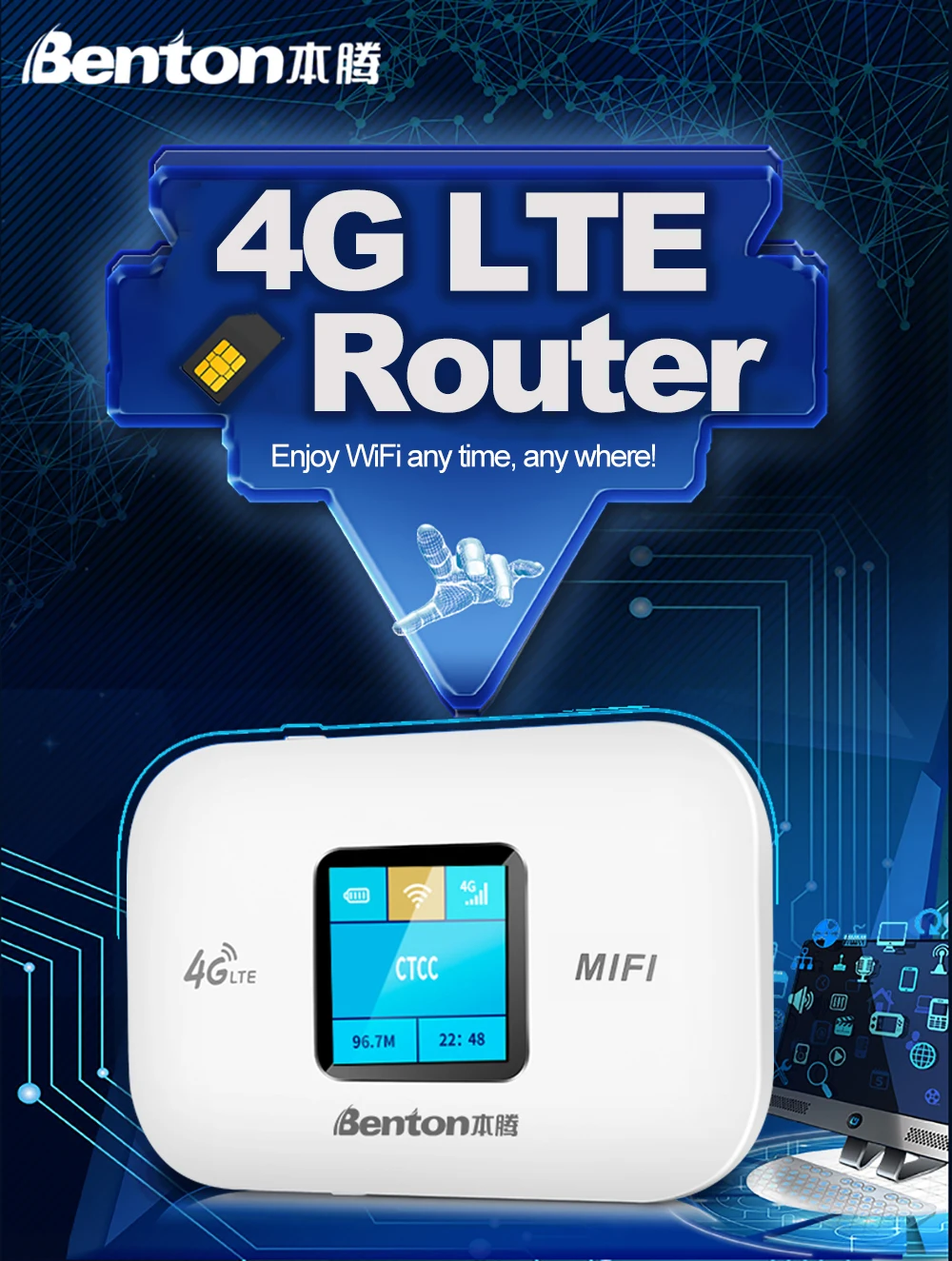 Benton Unlock 3G 4G MiFi 150Mbps Portable WiFi Mobile Pocket WiFi Router USB WiFi 4G SIM Router 4G LTE Router for SIM Card
