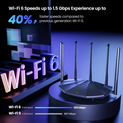 Tenda WIFI6 Pro Router AX1500 Gigabit Wireless Signal Amplifier 2.4GHz/ 5G Beamforming Parental Control Guest Network Repeater - Image 2