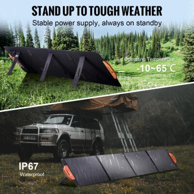 VEVOR Portable Monocrystalline Solar Panel Foldable ETFE Charger Efficiency Panel Waterproof for Power Stations Camping Hiking - Image 5