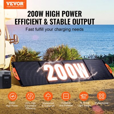 VEVOR Portable Monocrystalline Solar Panel Foldable ETFE Charger Efficiency Panel Waterproof for Power Stations Camping Hiking - Image 2