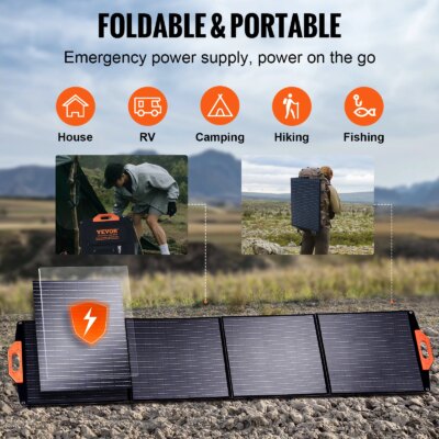VEVOR Portable Monocrystalline Solar Panel Foldable ETFE Charger Efficiency Panel Waterproof for Power Stations Camping Hiking - Image 3