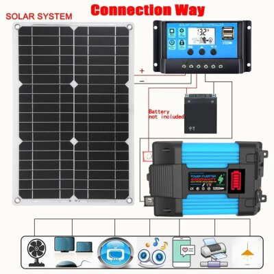 110V/220V 6000W Inverter Solar Power Generation System Solar Panel 12V 30A Controller Complete Power Generation Kit Charger - Image 6