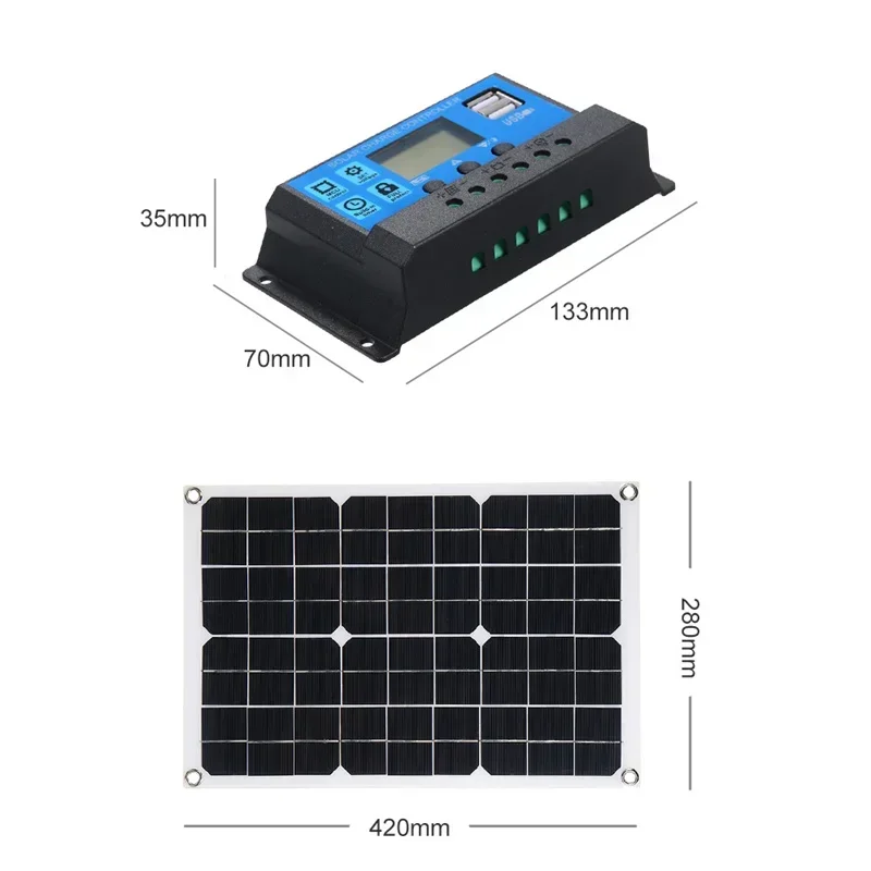110V/220V 6000W Inverter Solar Power Generation System Solar Panel 12V 30A Controller Complete Power Generation Kit Charger