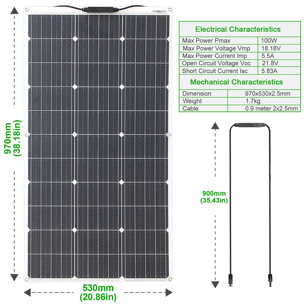 12V Flexible Solar Panel Kit 100W 200W Monocrystalline Waterproof with Controller for RV Camping Outdoor 12V Flexible Solar Panel Kit 100W 200W Monocrystalline Waterproof with Controller for RV Camping Outdoor