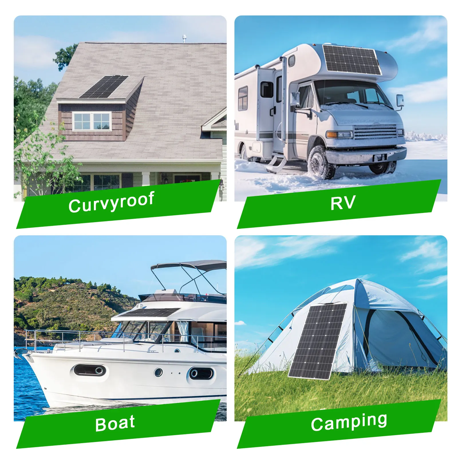 12V Flexible Solar Panel Kit 100W 200W Monocrystalline Waterproof with Controller for RV Camping Outdoor 12V Flexible Solar Panel Kit 100W 200W Monocrystalline Waterproof with Controller for RV Camping Outdoor