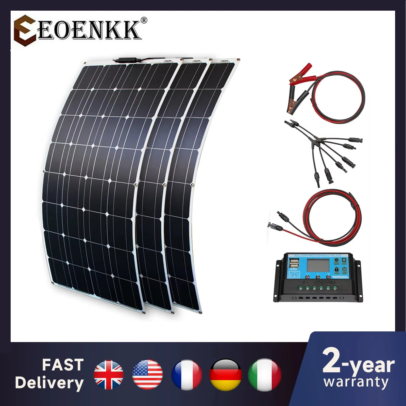 Solar Panel Kit 300w 200w 100w Flexible Solar Panels 12v 24v High Efficiency Battery Charger Module Solar Panel Kit 300w 200w 100w Flexible Solar Panels 12v 24v High Efficiency Battery Charger Module