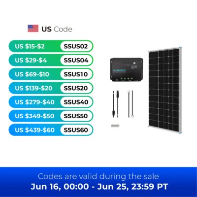 Renogy 200W 12V Solar Panel Kit, 2x100W Panels & 30A PWM Charge Controller, for RV/Boat/Camper/Off-Grid