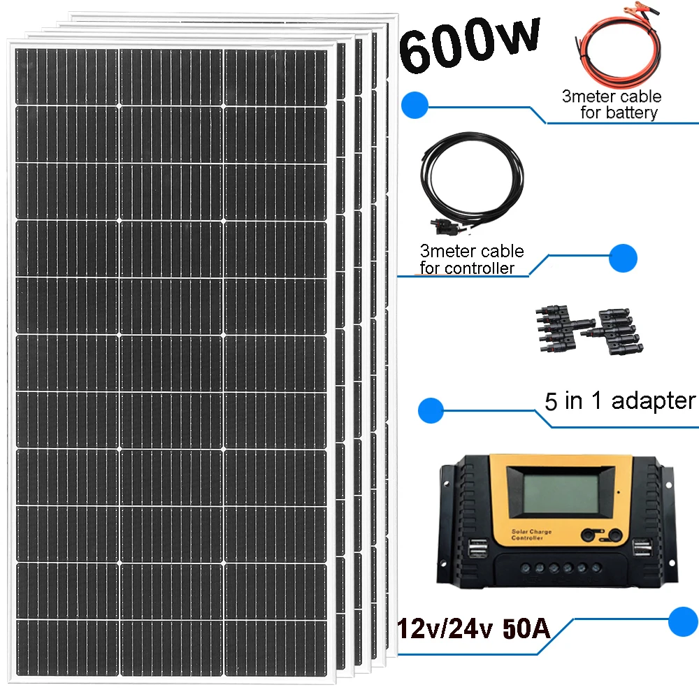 Rigid Glass Solar Panel Modules 1200W 720W 600W 480W 360W 240W 120W Photovoltaic Module 18V Monocrystalline cell Battery Charger Rigid Glass Solar Panel Modules 1200W 720W 600W 480W 360W 240W 120W Photovoltaic Module 18V Monocrystalline cell Battery Charger