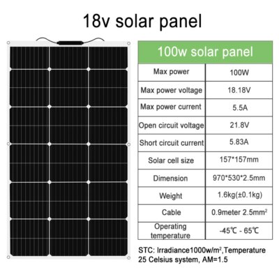 DGSUNLIGHT 100w 200w 12v portable Solar Panel Flexible 18V 800W plate CELLS Monocrystalline silicon - Image 6