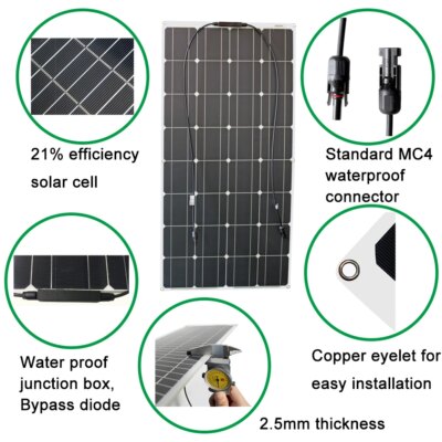 DGSUNLIGHT 100w 200w 12v portable Solar Panel Flexible 18V 800W plate CELLS Monocrystalline silicon - Image 5