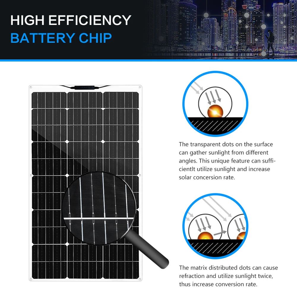 1PCS ~10PCS 100W 18V Solar Panel 100 W 200W 300W 400w 500w 800w 1000w Monocrystalline Flexible Paneles Solares 12V/24V Battery 1PCS ~10PCS 100W 18V Solar Panel 100 W 200W 300W 400w 500w 800w 1000w Monocrystalline Flexible Paneles Solares 12V/24V Battery