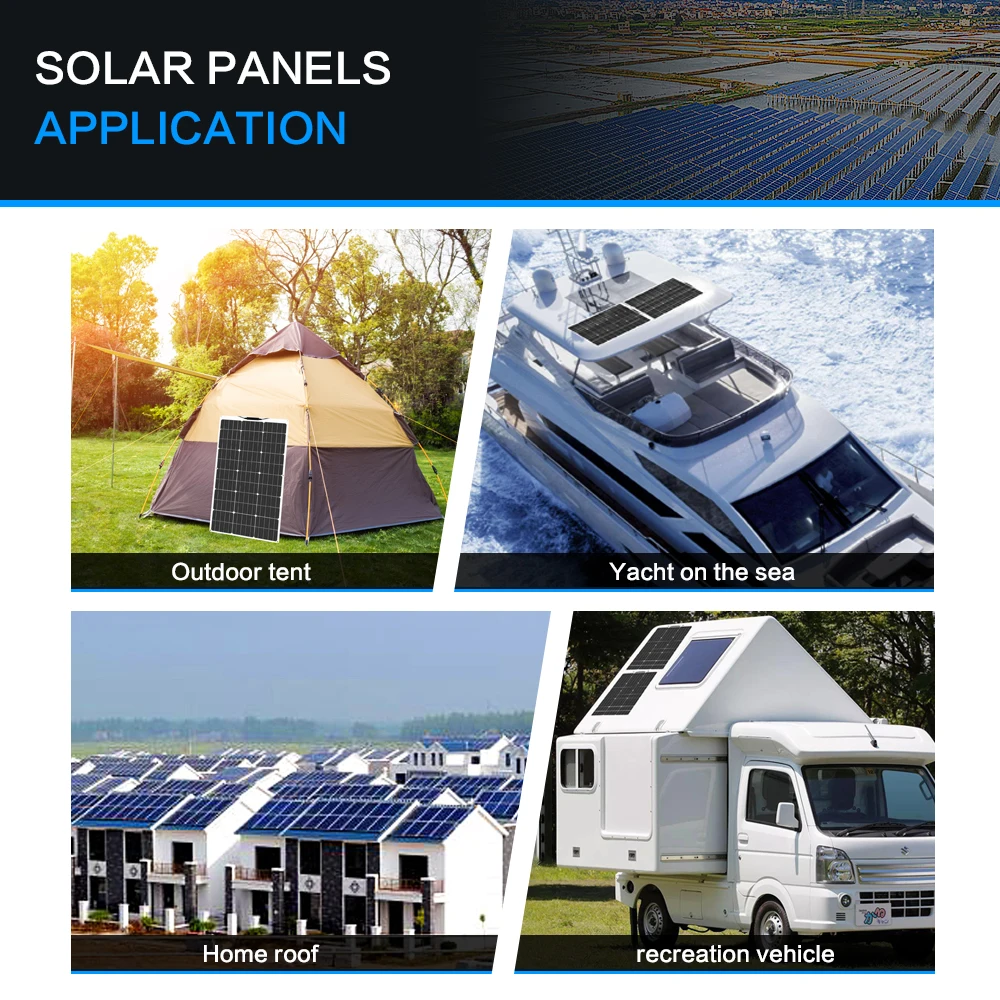 1PCS ~10PCS 100W 18V Solar Panel 100 W 200W 300W 400w 500w 800w 1000w Monocrystalline Flexible Paneles Solares 12V/24V Battery 1PCS ~10PCS 100W 18V Solar Panel 100 W 200W 300W 400w 500w 800w 1000w Monocrystalline Flexible Paneles Solares 12V/24V Battery