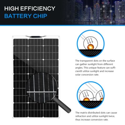 1PCS ~10PCS 100W 18V Solar Panel 100 W 200W 300W 400w 500w 800w 1000w  Monocrystalline Flexible Paneles Solares 12V/24V Battery - Image 5