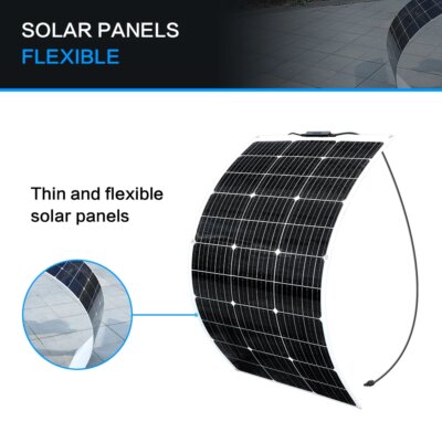 1PCS ~10PCS 100W 18V Solar Panel 100 W 200W 300W 400w 500w 800w 1000w  Monocrystalline Flexible Paneles Solares 12V/24V Battery - Image 4