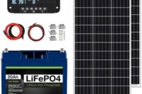 Solar Power Kit | LiFePO4 Lithium Battery |  Mono Rigid Solar Panels, PWM Solar Charge Controller | RV, Trailer, Camper, Marine