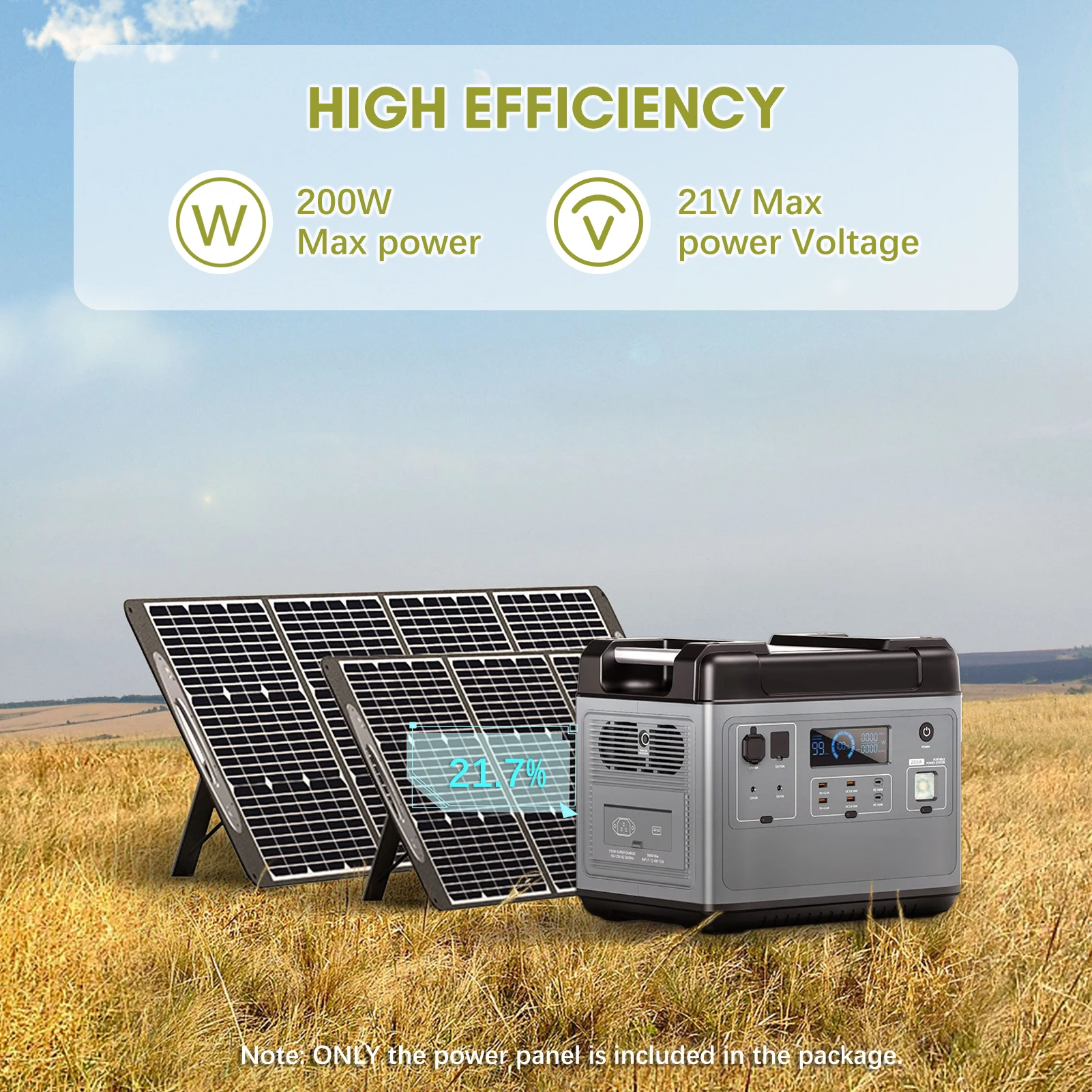 OUKITEL Solar Panel PV200 200 Watt Foldable Solar Panel for Power Station Solar Generator Charging P2001/CN505/P501 Portable Adj