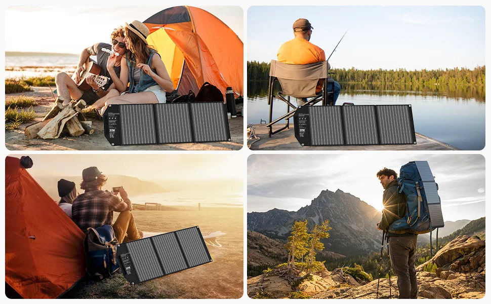 30W Travel-Ready Solar Charger - Portable Foldable Solar Panel with 18V MC4, Dual USB-A (QC3.0), and USB-C (PD18W) Ports