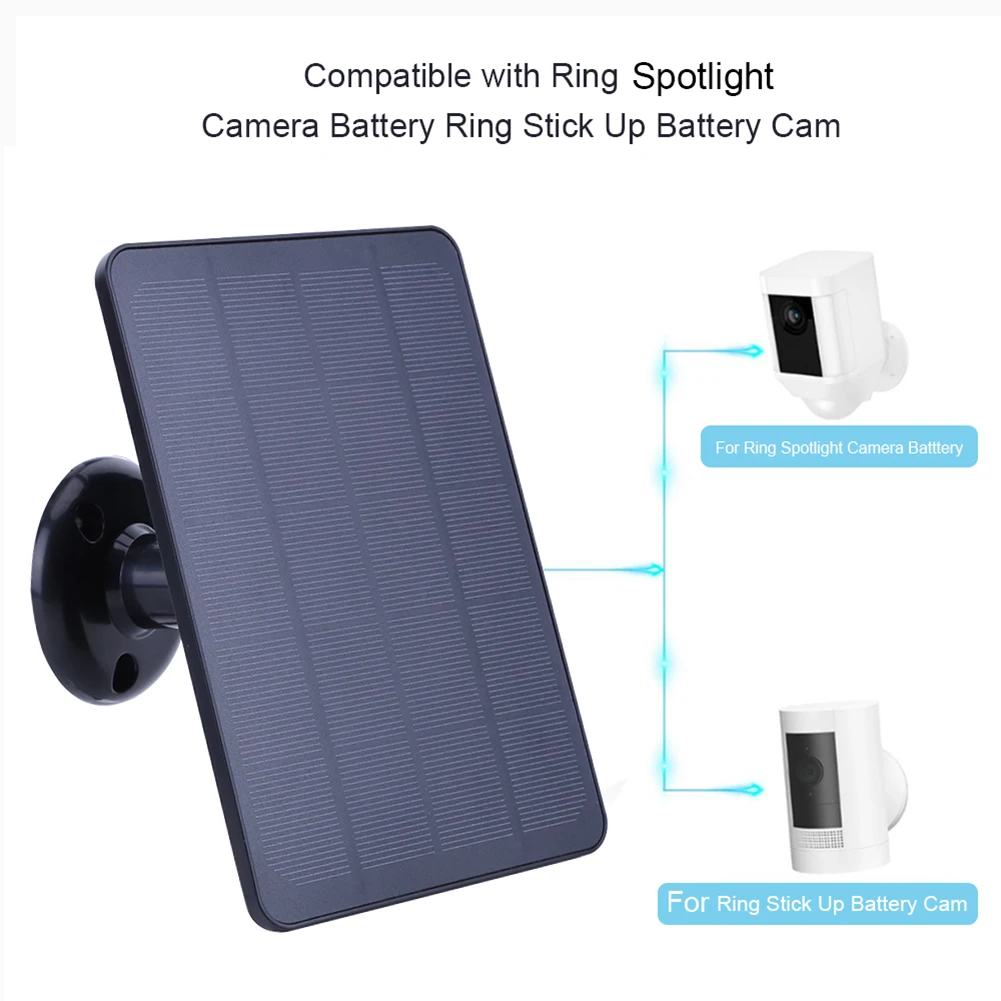 4W 5V Solar Panel Kit Waterproof Adjustable Wall Mount Bracket with 9.8FT Charging Cable for Ring Stick Up&Spotlight Camera