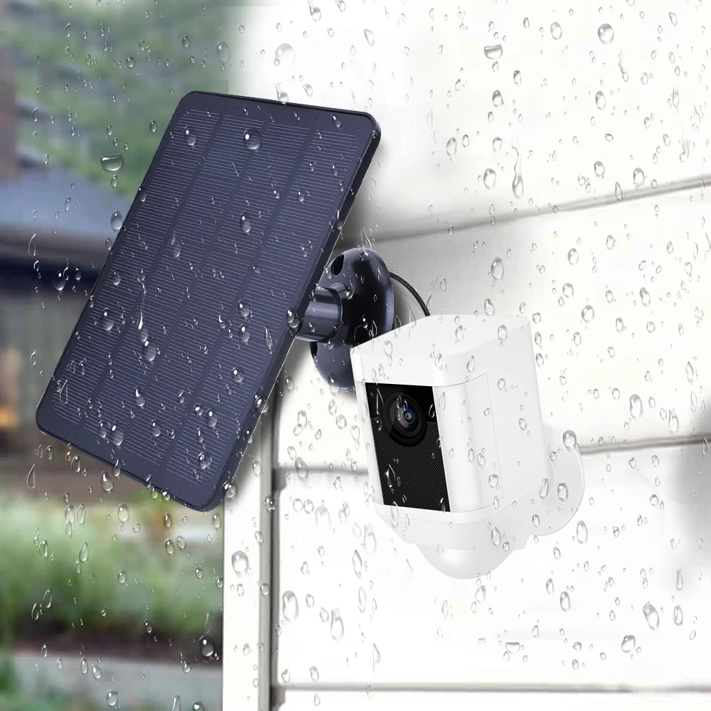4W 5V Solar Panel Kit Waterproof Adjustable Wall Mount Bracket with 9.8FT Charging Cable for Ring Stick Up&Spotlight Camera