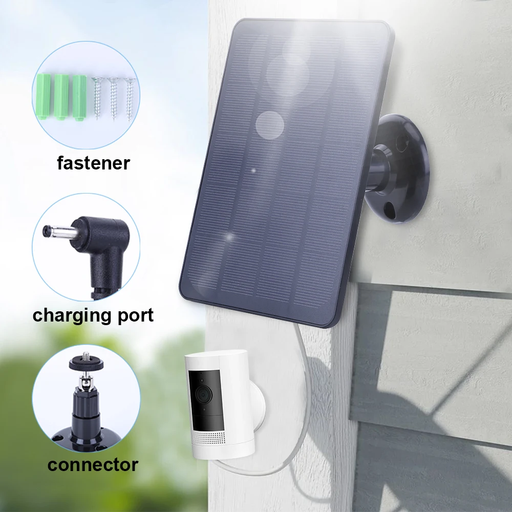 4W 5V Solar Panel Kit Waterproof Adjustable Wall Mount Bracket with 9.8FT Charging Cable for Ring Stick Up&Spotlight Camera