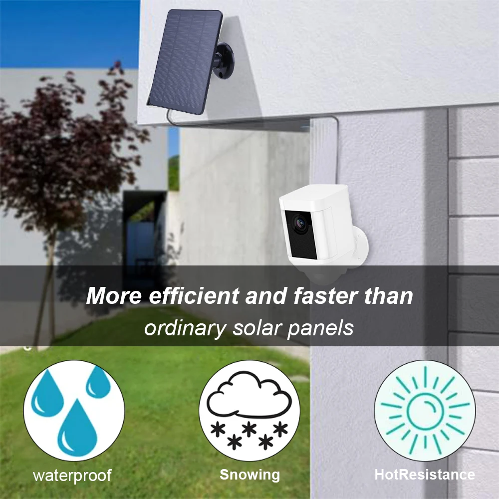 4W 5V Solar Panel Kit Waterproof Adjustable Wall Mount Bracket with 9.8FT Charging Cable for Ring Stick Up&Spotlight Camera