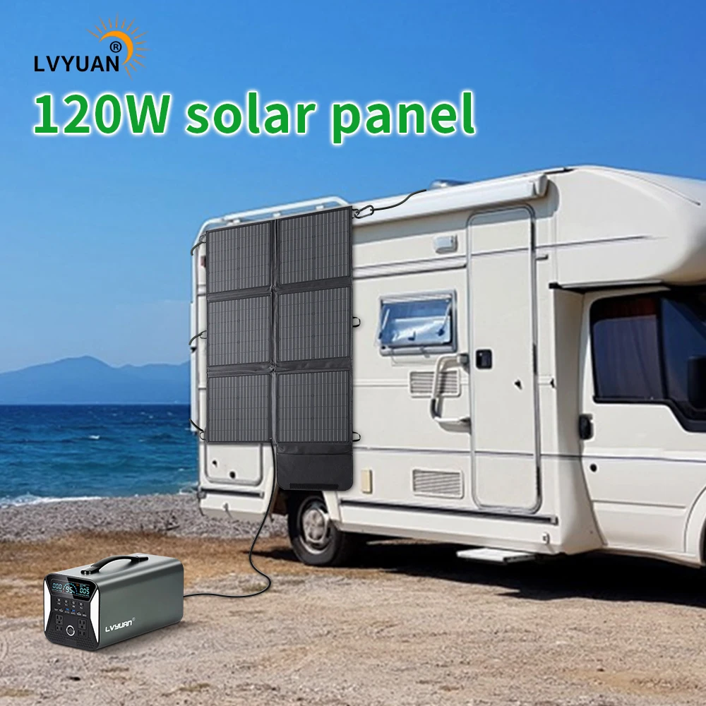 Lvyuan Warehouse IP67 Waterproof Portable Foldable PET Flexible Solar Panels Kit 120W-200W Mono Portable Solar System