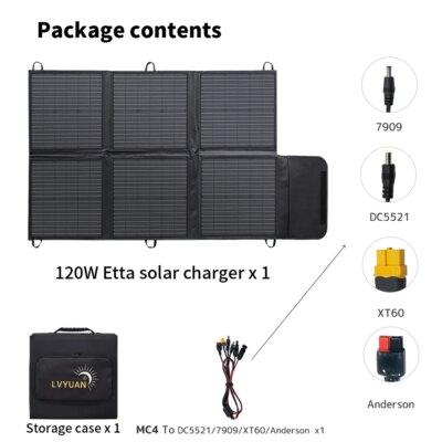 Lvyuan Warehouse IP67 Waterproof Portable Foldable PET Flexible Solar Panels Kit 120W-200W Mono Portable Solar System