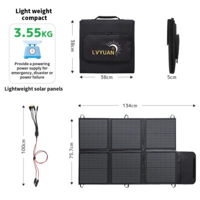 Lvyuan Warehouse IP67 Waterproof Portable Foldable PET Flexible Solar Panels Kit 120W-200W Mono Portable Solar System - Image 6