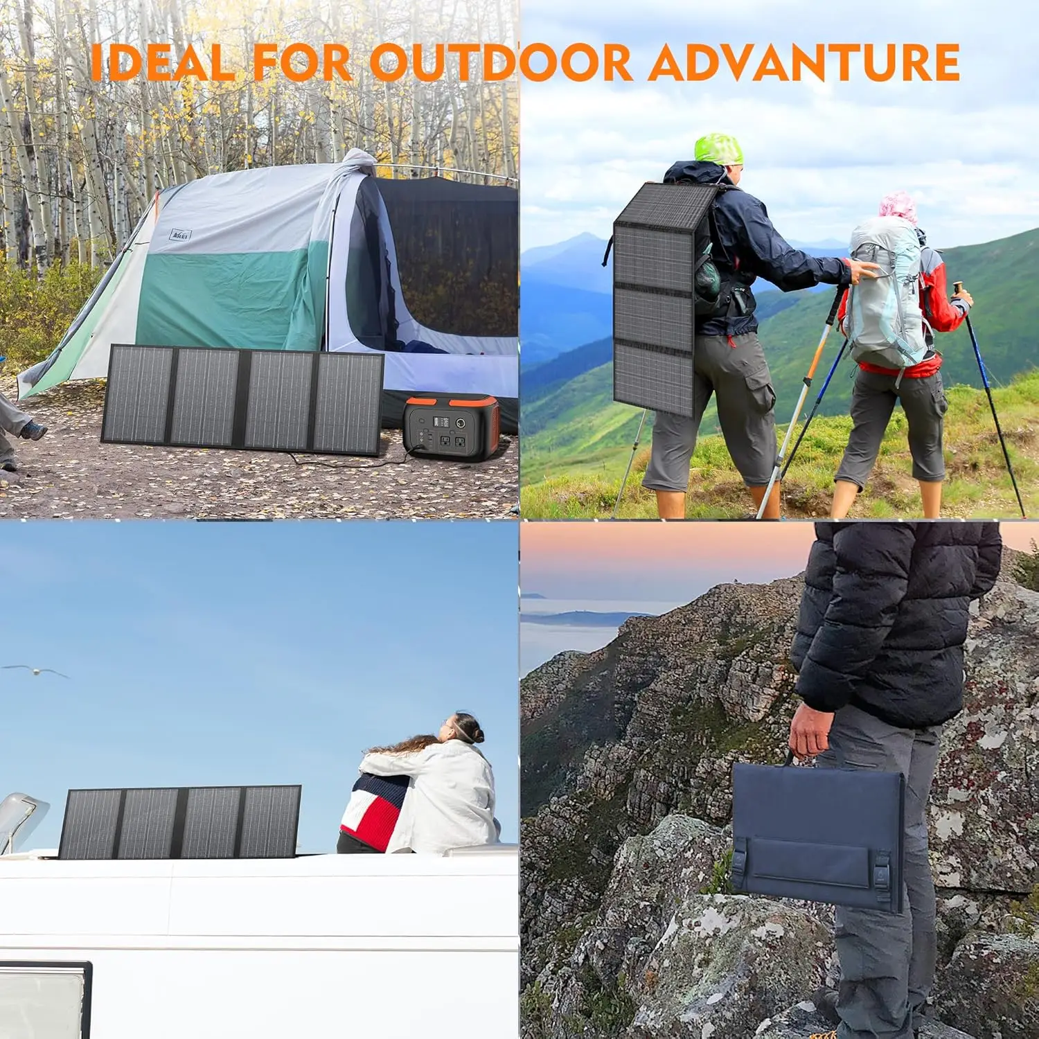 60W Solar Panel With USB DC Port For Outdoor Hiking Camping Portable Battery Power Station Phone Charging Bank Charging Panel