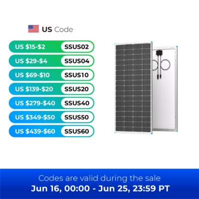 Renogy 16BB N-Type 200 Watt 24V Solar Panel, 24 Volt 200W Solar Panel 25% High-Efficiency, PV Module Power Charger for RV Marine