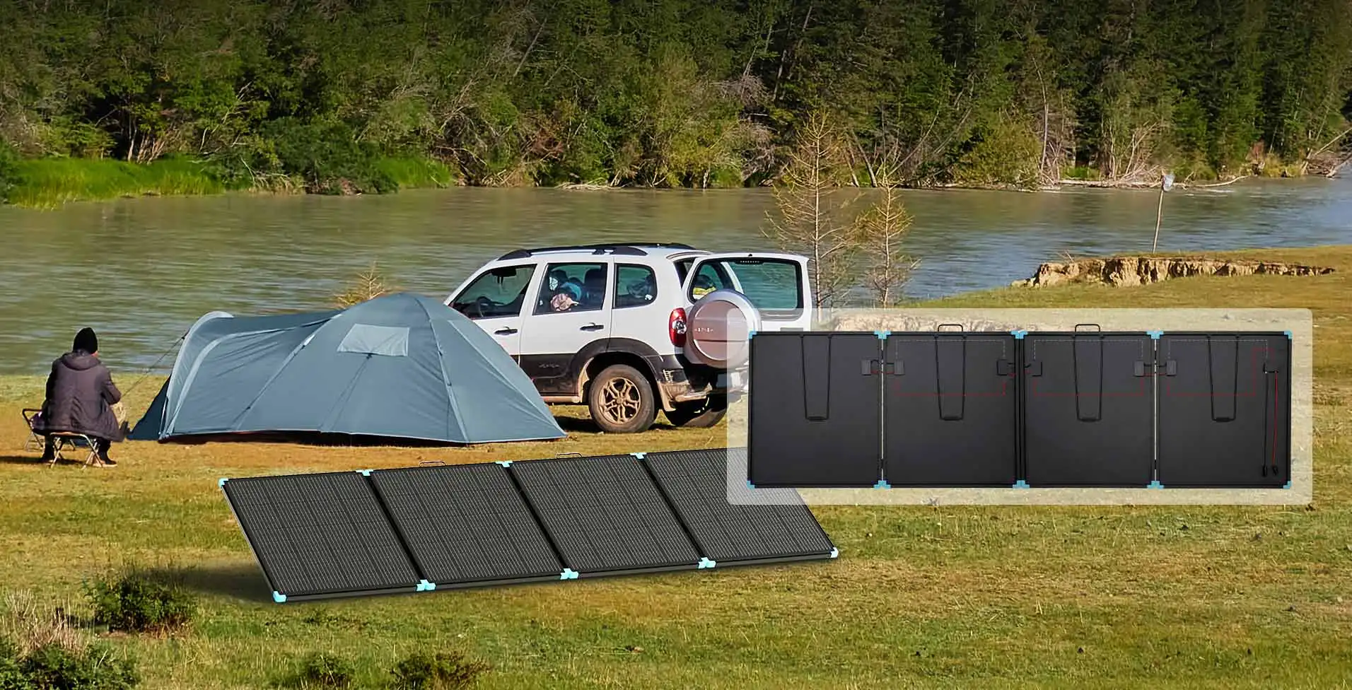 Renogy 400W Lightweight Portable Solar Suitcase, Foldable Solar Panel for Outdoor Activities, Durable & IP67 Waterproof for RV
