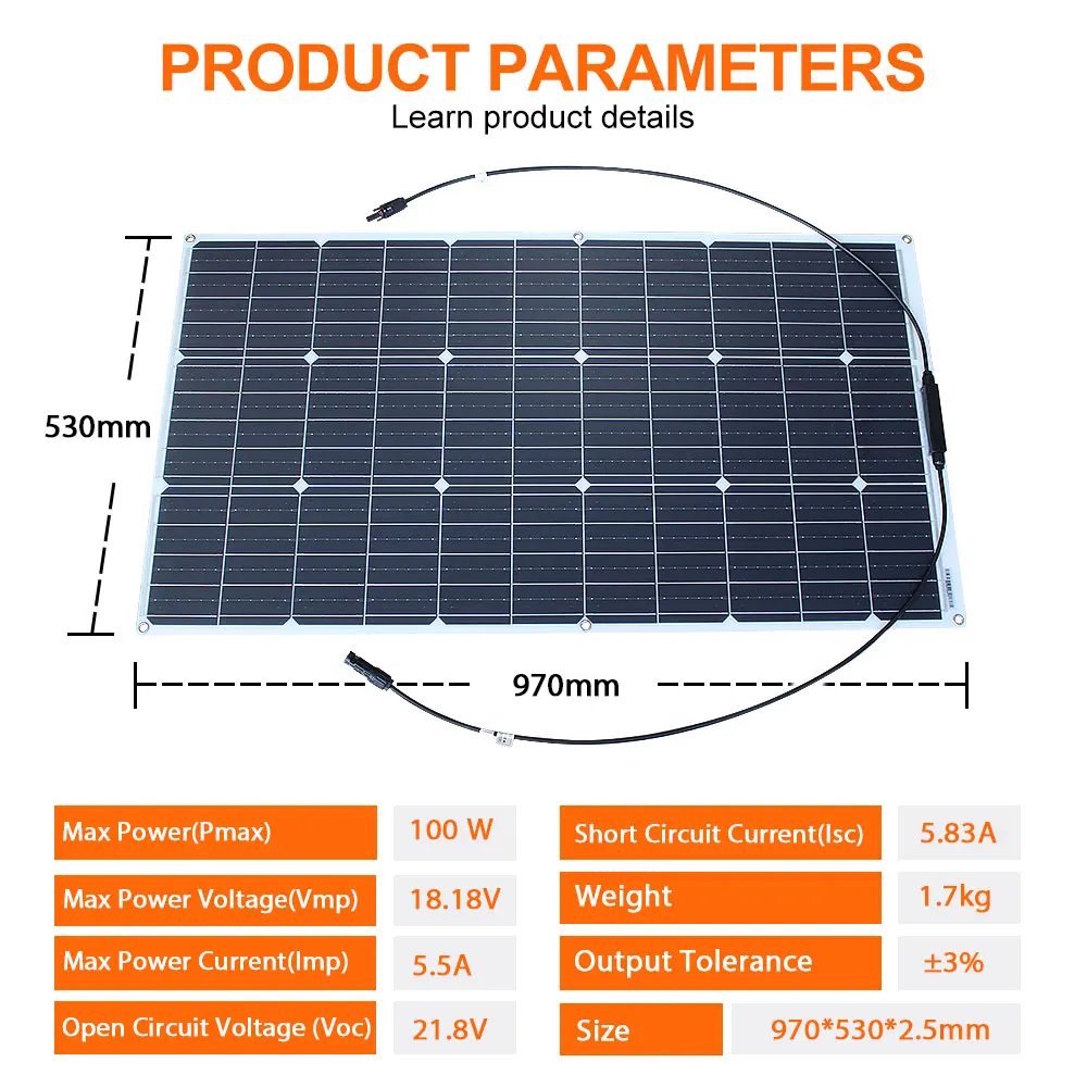 solar panel kit and 300w 200w 100w flexible solar panels 12v 24v high efficiency battery charger module - Image 3
