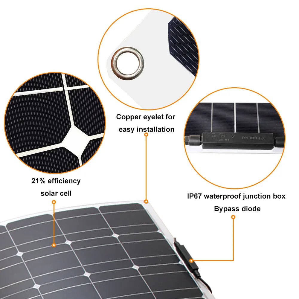 solar panel kit and 300w 200w 100w flexible solar panels 12v 24v high efficiency battery charger module - Image 4