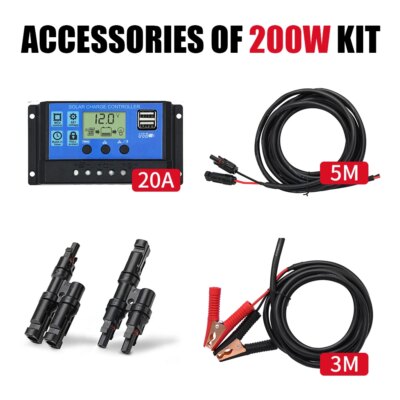 Dokio 18V 100W 200W 400W Rigid Waterproof Solar Panel Set Controller For Home Charge 12V Car Battery Monocrystalline China - Image 4