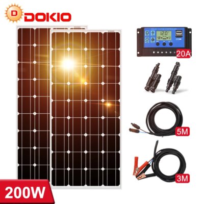 Dokio 18V 100W 200W 400W Rigid Waterproof Solar Panel Set Controller For Home Charge 12V Car Battery Monocrystalline China - Image 2