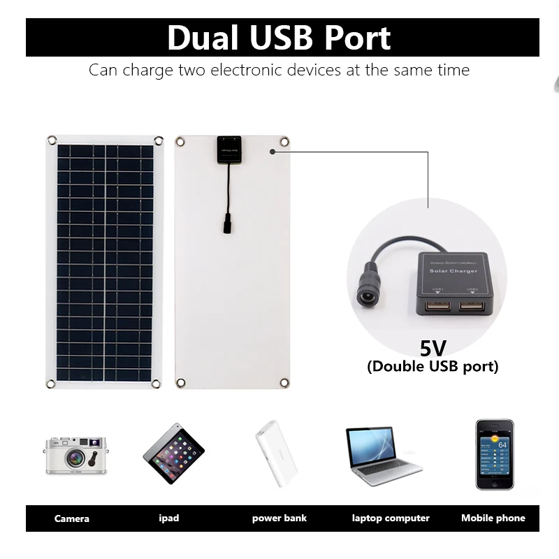 10-1000W Flexible Solar Panels For Outdoor Mobile Phone Charging  Outdoor Street Lights  Portable Appliances