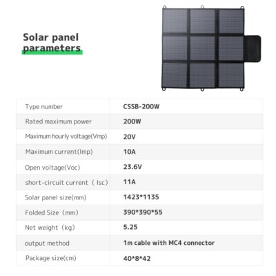 200W/400W Solar Panel Outdoor Power Generation Charging  For LifePo4 Foldable Power Station Solar Panel With Solar Output - Image 6